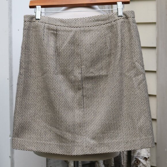 LOFT Petite Cream Black Gold Metallic Front Button Pockets A-Line Skirt Sz 8P - Picture 4 of 6